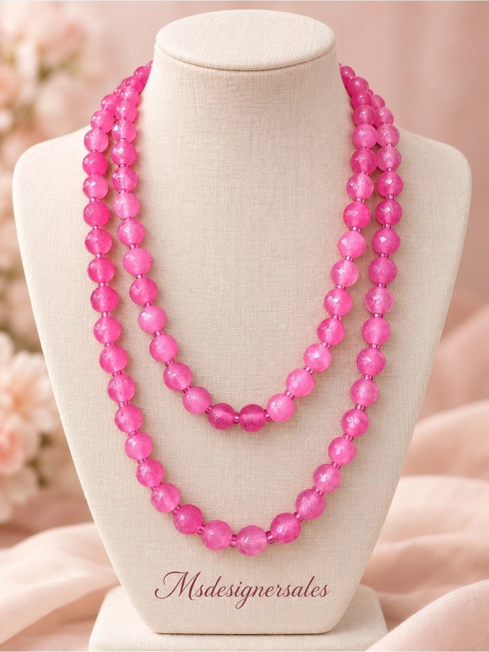 Pink Beaded Double-Strand Necklace NWT 207
